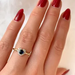 Herz Saphir Diamantring in 14 Karat Gold 0,45 ct 0,159 ct