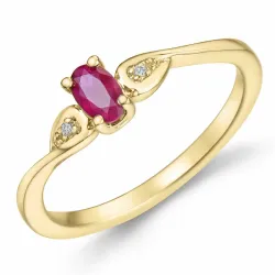 Rubin Diamantring in 14 Karat Gold 0,35 ct 0,008 ct