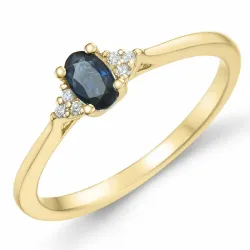 Saphir Diamantring in 14 Karat Gold 0,35 ct 0,03 ct