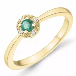 Smaragd Diamantring in 14 Karat Gold 0,133 ct 0,02 ct