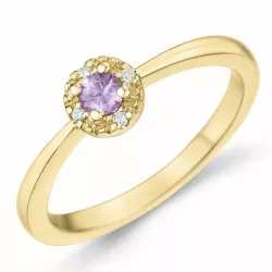 pink Saphir Diamantring in 14 Karat Gold 0,147 ct 0,02 ct