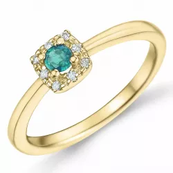 Smaragd Diamantring in 14 Karat Gold 0,133 ct 0,04 ct