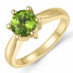 grünem Peridot Solitärring in 14 Karat Gold 1,55 ct