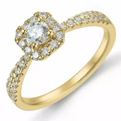 viereckigem Diamant Herzring in 14 Karat Gold 0,26 ct 0,30 ct