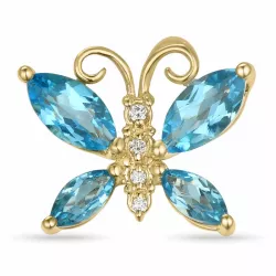 Schmetterlinge Topas Diamantanhänger in 14 karat Gold 0,03 ct 2,04 ct