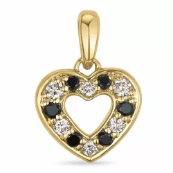 Herz schwarz Diamant Anhänger in 14 karat Gold 0,083 ct 0,066 ct