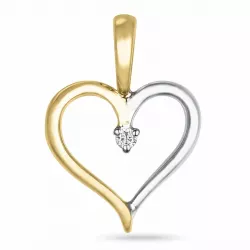 Herz Diamant Anhänger in 14 karat Gold- und Weißgold 0,008 ct