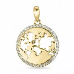 world Diamant Anhänger in 14 karat Gold 0,088 ct