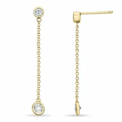 lange Diamant Ohrringe in 14 Karat Gold mit Diamant 