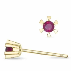 2 x 0,07 ct Rubin Solitärohrstecker in 14 Karat Gold mit Rubin