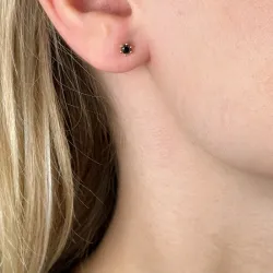 2 x 0,10 ct schwarzem Diamant Solitärohrstecker in 14 Karat Gold mit schwarz Diamant