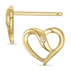 Herz Brillant Ohrringe in 14 Karat Gold mit Diamant 