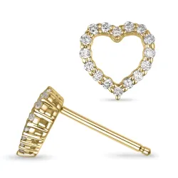 Herz Ohrstecker in 14 Karat Gold mit Diamant