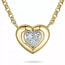 45 cm Halskette mit Herzförmiger Anhänger aus 14 Karat Gold und Weißgold 0,03 ct