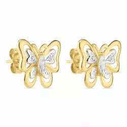 Schmetterlinge Ohrringe in 14 Karat Gold, rhodiniert mit Zirkon