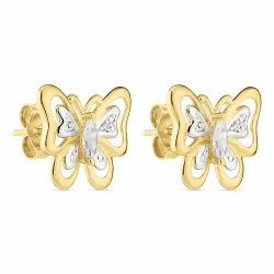 Schmetterlinge Ohrringe in 14 Karat Gold, rhodiniert mit Zirkon