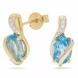 blauem Topas Goldohrringe in 14 Karat Gold, rhodiniert mit Swarovski-Kristall und Zirkon