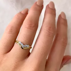 Elegant weißem Zirkon Ring aus 14 Karat Gold, rhodiniert