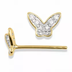Schmetterlinge Ohrstecker in 14 Karat Gold, rhodiniert mit Diamant 
