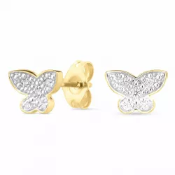 Schmetterlinge Brillantohrringen in 14 Karat Gold, rhodiniert mit Diamant 