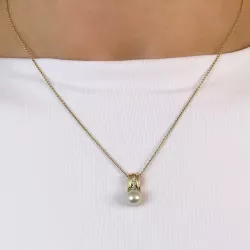 Perle Diamantanhänger in 14 karat Gold 0,058 ct
