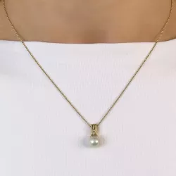 Perle Diamantanhänger in 14 karat Gold 0,041 ct