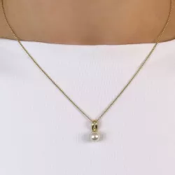 Perle Diamantanhänger in 14 karat Gold 0,035 ct