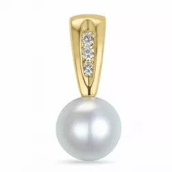 Perle Diamantanhänger in 14 karat Gold 0,048 ct