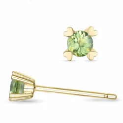 2 x 0,12 ct Peridot Solitärohrstecker in 14 Karat Gold mit Peridot 