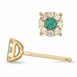 Smaragd Brillantohrringen in 14 Karat Gold mit Smaragd und Diamant 