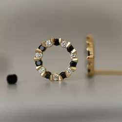runden schwarzem Diamant Ohrstecker in 14 Karat Gold mit Diamant und schwarz Diamant 