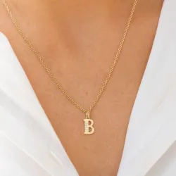 buchstab b Zirkon Anhänger aus 9 Karat Gold - My Letter