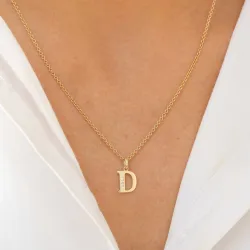 buchstab d Zirkon Anhänger aus 9 Karat Gold - My Letter