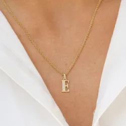buchstab e Zirkon Anhänger aus 9 Karat Gold - My Letter