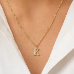 buchstab k Zirkon Anhänger aus 9 Karat Gold - My Letter