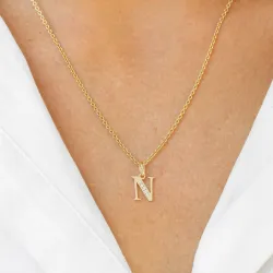 buchstab n Zirkon Anhänger aus 9 Karat Gold - My Letter