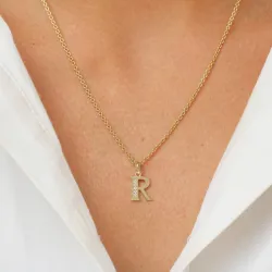 buchstab r Zirkon Anhänger aus 9 Karat Gold - My Letter