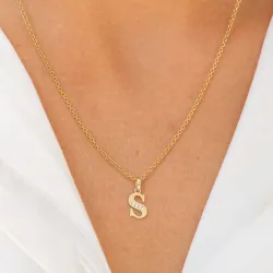 buchstab s Zirkon Anhänger aus 9 Karat Gold - My Letter