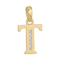 buchstab t Zirkon Anhänger aus 9 Karat Gold - My Letter