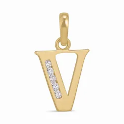 buchstab v Zirkon Anhänger aus 9 Karat Gold - My Letter