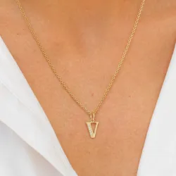 buchstab v Zirkon Anhänger aus 9 Karat Gold - My Letter