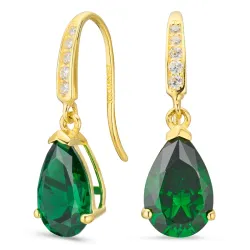 tropfenförmiger Ohrringe in 9 Karat Gold mit Smaragd und Zirkon - Gold Collection
