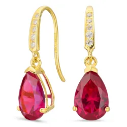 tropfenförmiger Ohrringe in 9 Karat Gold mit Rubin und Zirkon - Gold Collection