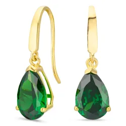 tropfenförmiger Ohrringe in 9 Karat Gold mit Smaragd und Zirkon - Gold Collection