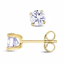 5,5 mm runden Ohrstecker in 9 Karat Gold mit Zirkon - Gold Collection