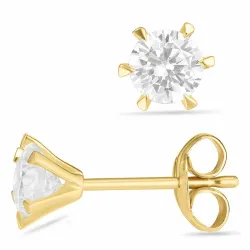 5,5 mm runden Ohrstecker in 9 Karat Gold mit Zirkon - Gold Collection