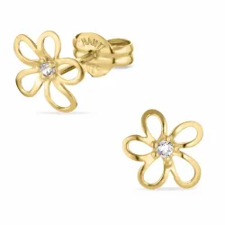 Blumen Ohrringe in 8 Karat Gold mit Zirkon - Gold Collection