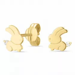 Kaninchen Ohrringe in 9 Karat Gold mit 
