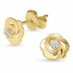 Blumen Ohrringe in 9 Karat Gold mit Zirkon - Gold Collection