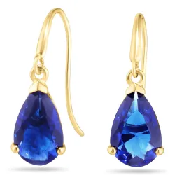 Tropfen blauem Ohrringe in 9 Karat Gold mit synthetische Saphir - Gold Collection